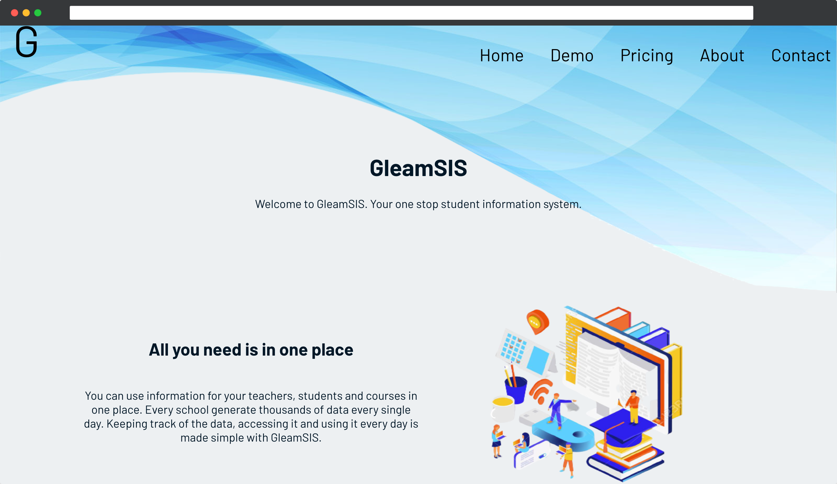 home page of the GleamSIS project